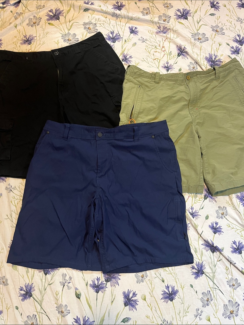 Men's Casual Shorts - Navy, Black & Olive